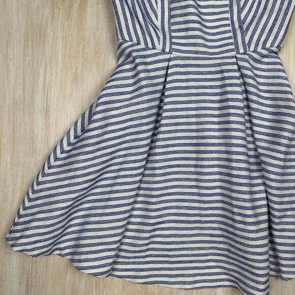 BCBGeneration Blue & White Tweed Striped Sleeveless Nautical Casual Mini Dress 2 - Picture 3 of 16